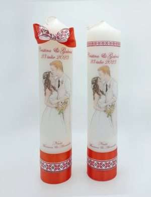 Lumanare nunta personalizata, model traditional rosu – FEIS306002