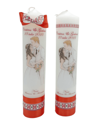 Lumanare nunta personalizata model traditional rosu FEIS306002