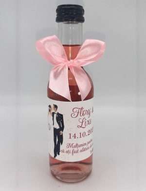 Marturie nunta, Sticluta de Vin personalizata, fundita roz – ILIF306011