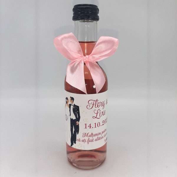 Marturie nunta Sticluta de Vin personalizata fundita roz ILIF306011 2