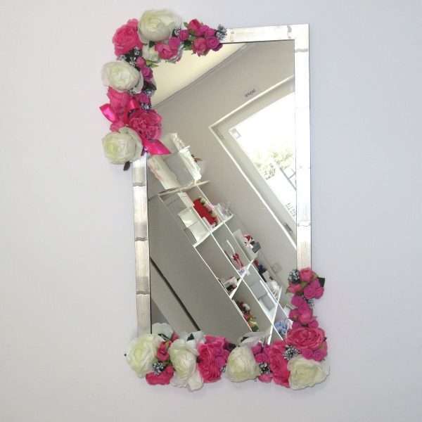 Oglinda miresei lucrata cu flori de matase ILIF306024 2