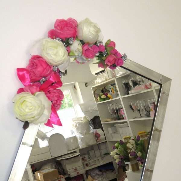 Oglinda miresei lucrata cu flori de matase ILIF306024 6