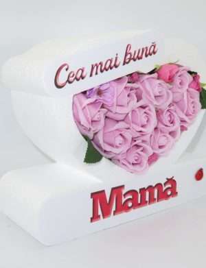 Aranjament cadou pentru mama, cu trandafiri de sapun – ILIF307058