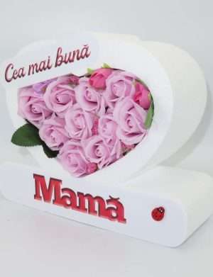 Aranjament cadou pentru mama, cu trandafiri de sapun – ILIF307058