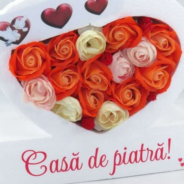 Aranjament floral cadou pentru MiriFini cu trandafiri de sapun portocaliu ILIF307031 1 1