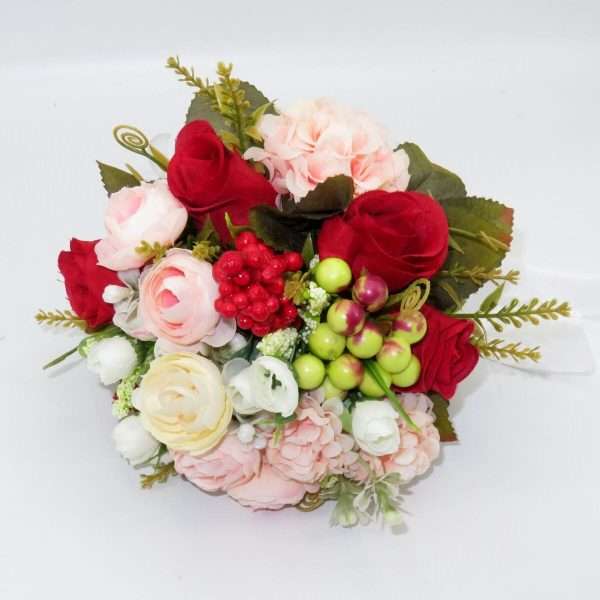 Buchet mireasa cu flori de matase trandafiri ranunculus si hortensii ILIF307157 3