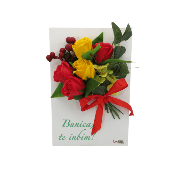 Cadou bunica tablou tip aranjament floral cu trandafiri de sapun ILIF307171 1