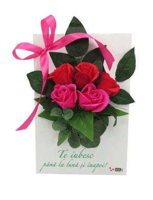 Cadou iubita tablou tip aranjament floral cu trandafiri de sapun ILIF307170 1