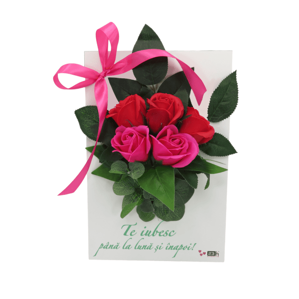 Cadou iubita tablou tip aranjament floral cu trandafiri de sapun ILIF307170 1