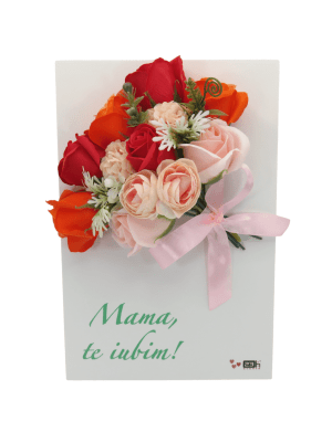 Cadou mama, tablou tip aranjament floral cu trandafiri de sapun – ILIF307172
