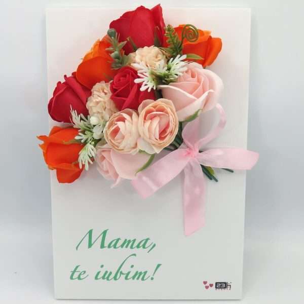 Cadou mama tablou tip aranjament floral cu trandafiri de sapun ILIF307172 1