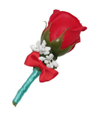 Cocarda de pus in piept cu trandafir de sapun, rosu – PRIF307054