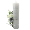 Lumanare nunta aniversare 25 ani model deosebit cu flori de matase alb argintiu ILIF307164 2 PhotoRoom
