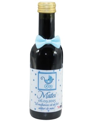 Marturie botez baietel, sticluta vin cu eticheta personalizata – ILIF307133