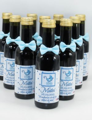 Marturie botez baietel, sticluta vin cu eticheta personalizata – ILIF307133