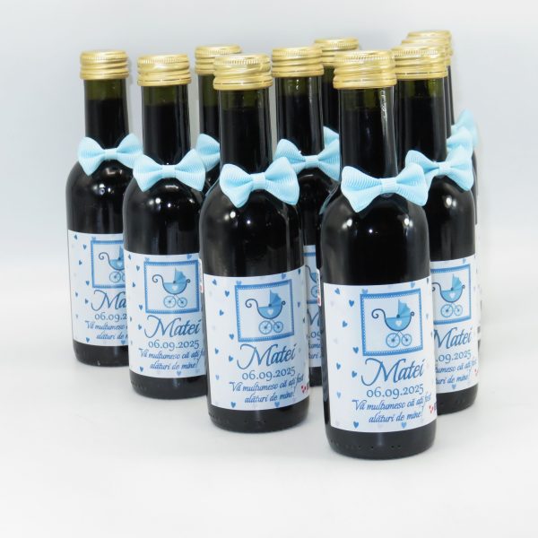 Marturie botez baietel, sticluta vin cu eticheta personalizata - ILIF307133 - imagine 13