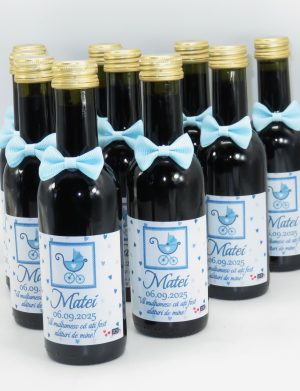 Marturie botez baietel, sticluta vin cu eticheta personalizata – ILIF307133