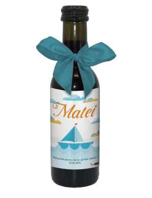 Marturie botez baietel, sticluta vin cu eticheta personalizata – ILIF307143