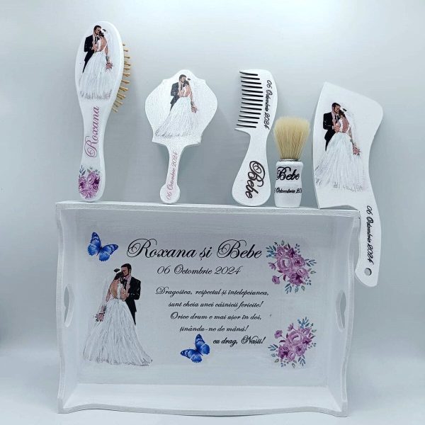 Set 2in1 Gatit Mireasa si Mire, personalizat, 6 piese FEIS307012