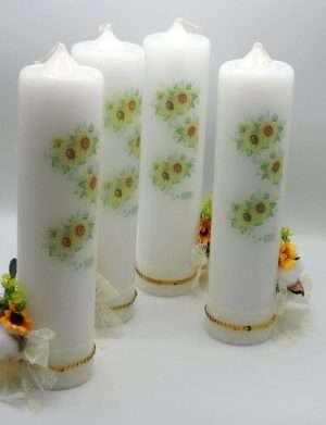 Set 4 Lumanari Nunta, decorate cu floarea-soarelui – ILIF307161