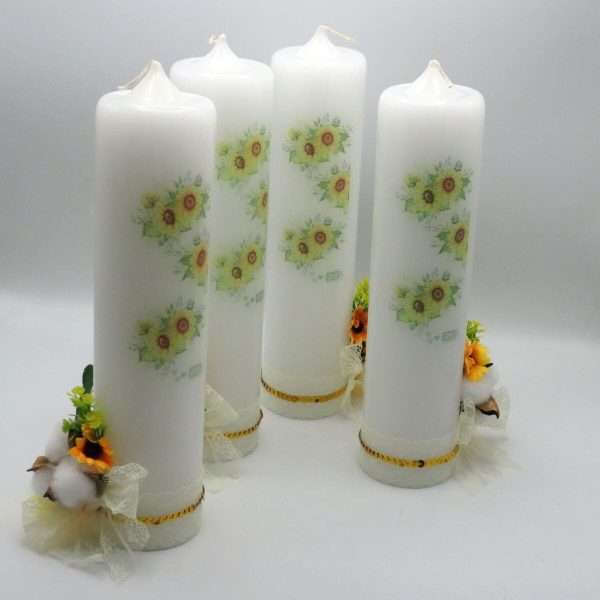 Set 4 Lumanari Nunta decorate cu floarea soarelui ILIF307161 1