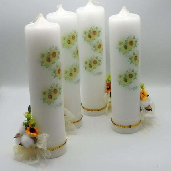 Set 4 Lumanari Nunta decorate cu floarea soarelui ILIF307161 2