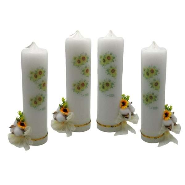 Set 4 Lumanari Nunta decorate cu floarea soarelui ILIF307161 3
