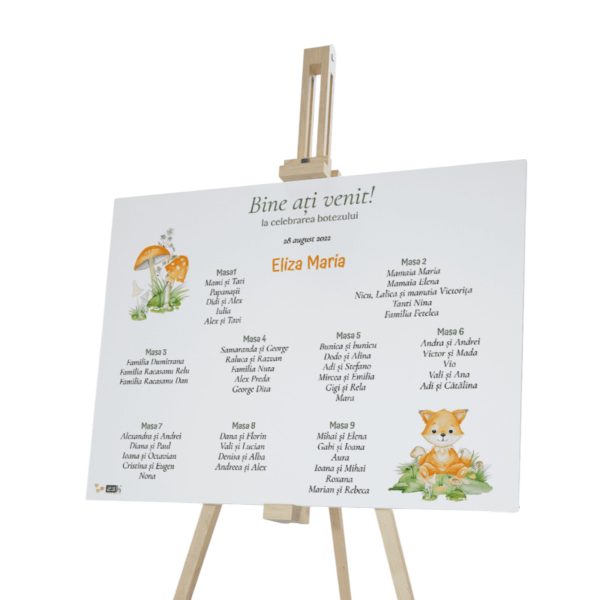 Tablou Opis Botez, lista invitati, Padurea Fermecata, dim 90x60 cm - OPB307015