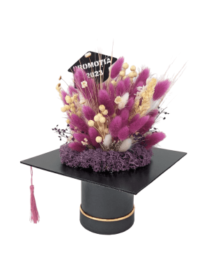 Tocă decorată cu flori uscate și licheni, ciclam-purpuriu – DSPH307011