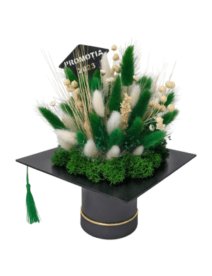 Tocă decorată cu flori uscate și licheni, verde – DSPH307012
