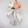Buchet mireasa nasa cu flori de matase alb piersiciu ILIF308004 2