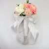 Buchet mireasa nasa cu flori de matase alb piersiciu ILIF308004 3