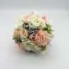 Buchet mireasa nasa cu flori de matase alb piersiciu ILIF308004 4
