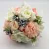 Buchet mireasa nasa cu flori de matase alb piersiciu ILIF308004 5