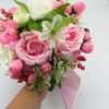 Buchet mireasa nasa cu flori roz de matase ILIF308003 4