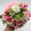 Buchet mireasa nasa cu flori roz de matase ILIF308003 8
