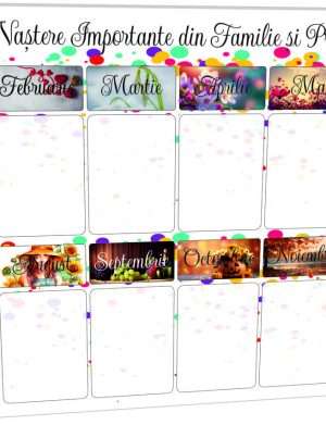 Calendar Zile de Naștere Familie și Prieteni, A4 (set 2 buc.) suport magnetic frigider ILIF308076