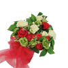 Decor masina pentru nunta aranjament cu flori verde alb rosu ILIF308005 1