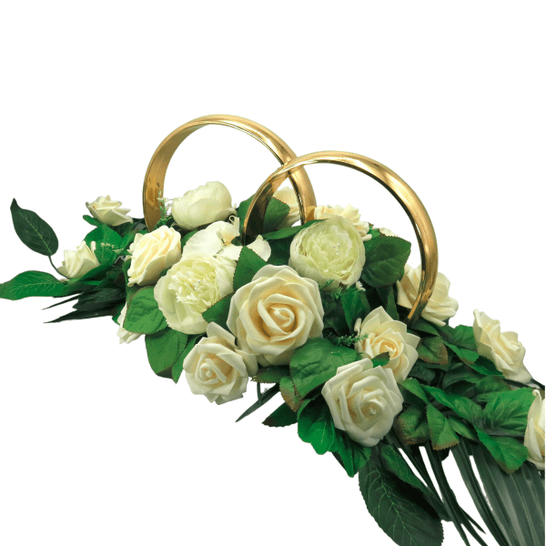 Decor masina pentru nunta verighete decorate cu flori de spuma si matase ILIF308009 1