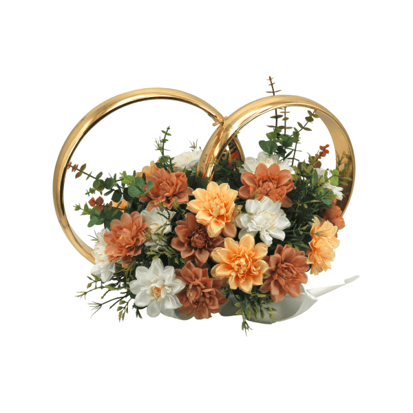 Decor masina pentru nunta verighete decorate cu flori nuante tomnatice ILIF308059 1