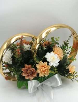 Decor masina pentru nunta, verighete decorate cu flori, nuante tomnatice – ILIF308059
