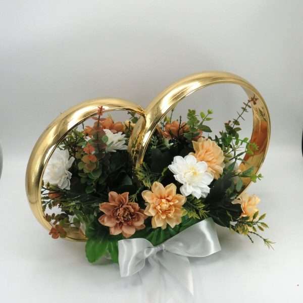 Decor masina pentru nunta verighete decorate cu flori nuante tomnatice ILIF308059 2