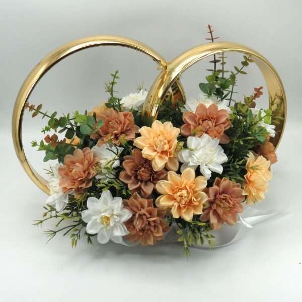 Decor masina pentru nunta verighete decorate cu flori nuante tomnatice ILIF308059 4