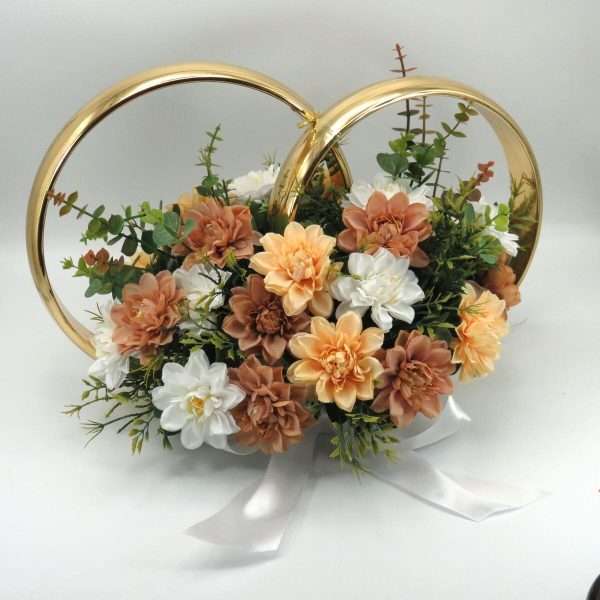 Decor masina pentru nunta verighete decorate cu flori nuante tomnatice ILIF308059 5