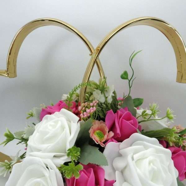 Decor masina pentru nunta verighete decorate cu flori roz ciclam ILIF308057 10
