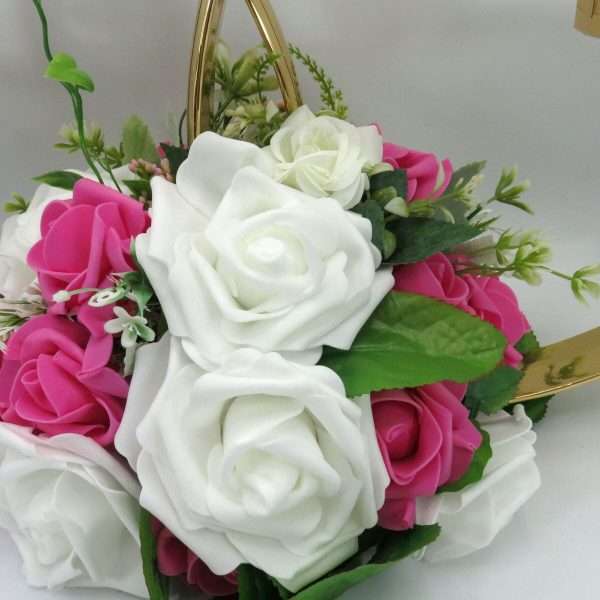 Decor masina pentru nunta verighete decorate cu flori roz ciclam ILIF308057 5