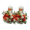 Lumanare cununie decorata cu flori piersiciiportocalii din matase ILIF308013 1 1
