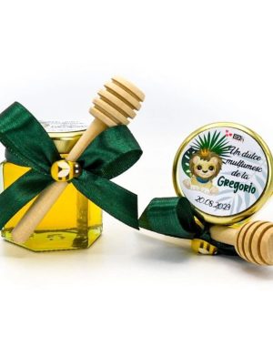 Mărturii dulci cu miere, model Aventură, Jungle cu Leuț, Verde, borcan 50 gr – DSBC308014