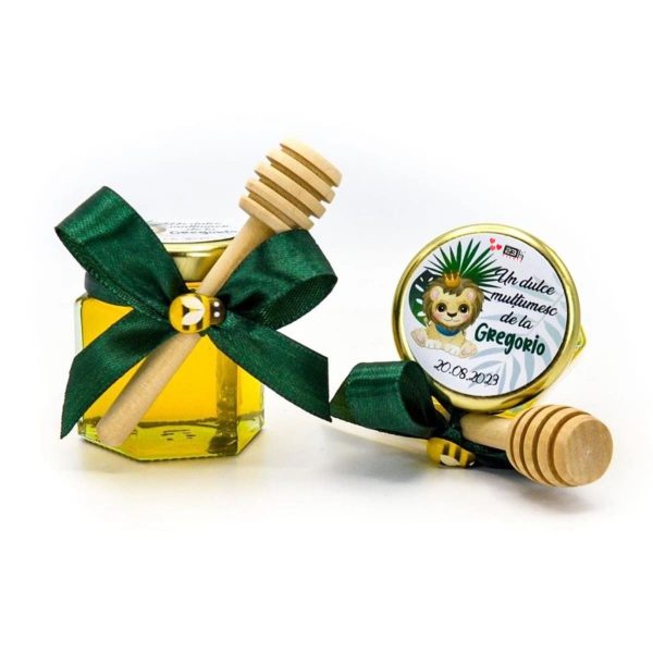 Mărturii dulci cu miere, model Aventură, Jungle cu Leuț, Verde, borcan 50 gr – DSBC308014