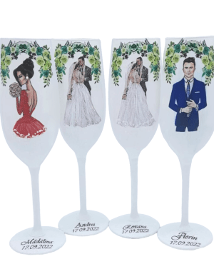 Set 4 pahare nunta personalizate pentru miri & nasi – FEIS308002
